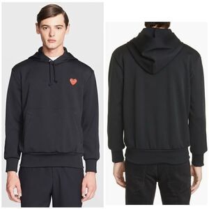 Comme des Garçons PLAY Black/Red Embroidered Heart Logo Pullover Hoodie Size XL